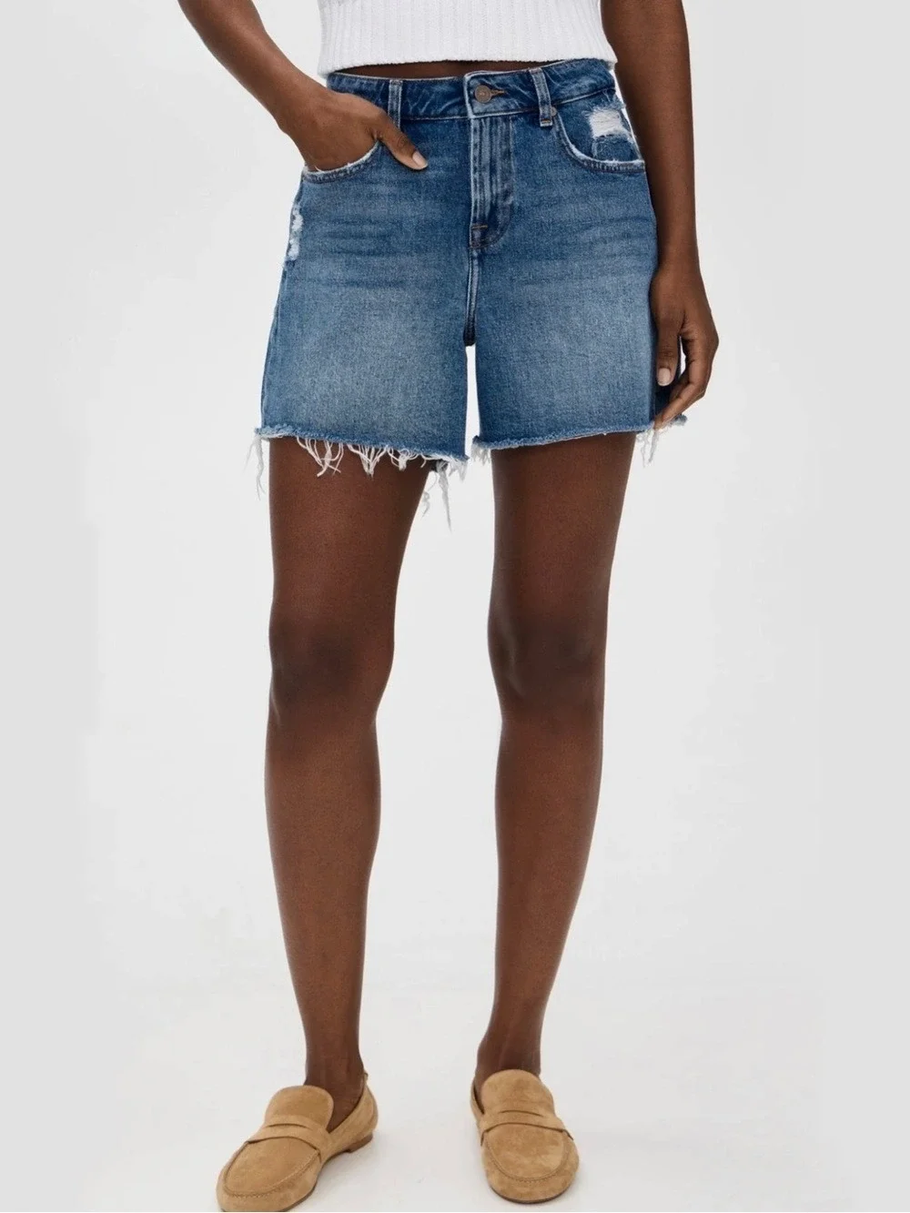 7 For All Mankind Monroe Long Denim Shorts NWT